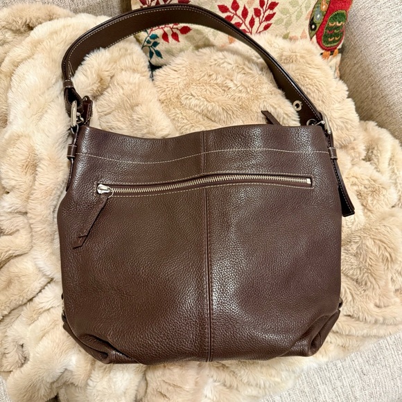 Coach Duffle Convertible Brown Pebble Leather/Lavender Lining Crossbody/Shoulder - Picture 2 of 9